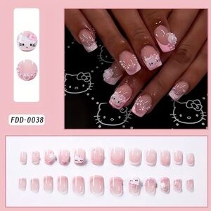 24 Piece Cute Pink Hello Kitty Press-On Nail Set by Sanrio